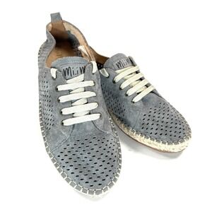 Mi.iM Perforated Suede Espadrille Flats Womens EU 40 Gray Lace Up Casual